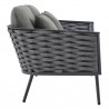Modway Stance Outdoor Patio Aluminum Loveseat in Gray Charcoal - Side Angle