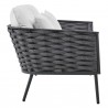 Modway Stance Outdoor Patio Aluminum Loveseat in Gray White - Side Angle