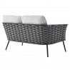 Modway Stance Outdoor Patio Aluminum Loveseat in Gray White - Back Side Angle