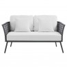 Modway Stance Outdoor Patio Aluminum Loveseat in Gray White - Front Angle