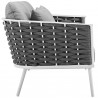 Modway Stance Outdoor Patio Aluminum Loveseat in White Gray - Side Angle