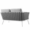 Modway Stance Outdoor Patio Aluminum Loveseat in White Gray - Back Side Angle - Modway Stance Outdoor Patio Aluminum Loveseat in White Gray - Back Side Angle
