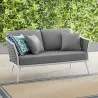 Modway Stance Outdoor Patio Aluminum Loveseat in White Gray - Lifestyle - Modway Stance Outdoor Patio Aluminum Loveseat in White Gray - Lifestyle