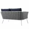 Modway Stance Outdoor Patio Aluminum Loveseat in White Navy - Back Side Angle - Modway Stance Outdoor Patio Aluminum Loveseat in White Navy - Back Side Angle