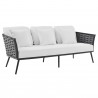 Modway Stance Outdoor Patio Aluminum Sofa - Gray White - Front Side Angle