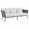 Modway Stance Outdoor Patio Aluminum Sofa - Gray White - Front Side Angle - Modway Stance Outdoor Patio Aluminum Sofa - Gray White - Front Side Angle