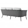 Modway Stance Outdoor Patio Aluminum Sofa - Gray White - Back Side Angle