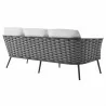 Modway Stance Outdoor Patio Aluminum Sofa - Gray White - Back Side Angle - Modway Stance Outdoor Patio Aluminum Sofa - Gray White - Back Side Angle