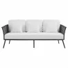 Modway Stance Outdoor Patio Aluminum Sofa - Gray White - Front Angle - Modway Stance Outdoor Patio Aluminum Sofa - Gray White - Front Angle