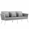 Modway Stance Outdoor Patio Aluminum Sofa in White Gray - Front Side Angle - Modway Stance Outdoor Patio Aluminum Sofa in White Gray - Front Side Angle