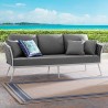 Modway Stance Outdoor Patio Aluminum Sofa in White Gray - Lifestyle