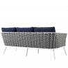 Modway Stance Outdoor Patio Aluminum Sofa in White Navy - Back Side Angle