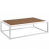Modway Stance Outdoor Patio Aluminum Coffee Table in White Natural - Front Side Angle