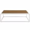 Modway Stance Outdoor Patio Aluminum Coffee Table in White Natural - Front Angle - Modway Stance Outdoor Patio Aluminum Coffee Table in White Natural - Front Angle