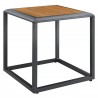 Modway Stance Outdoor Patio Aluminum Side Table in Gray Natural - Front Side Angle