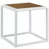 Modway Stance Outdoor Patio Aluminum Side Table in White Natural - Front Side Angle - Modway Stance Outdoor Patio Aluminum Side Table in White Natural - Front Side Angle