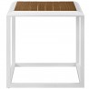 Modway Stance Outdoor Patio Aluminum Side Table in White Natural - Front Angle
