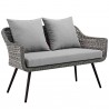 Modway Endeavor Outdoor Patio Wicker Rattan Loveseat - Gray Gray - Front Side Angle