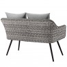 Modway Endeavor Outdoor Patio Wicker Rattan Loveseat - Gray Gray - Back Side Angle