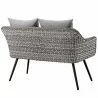 Modway Endeavor Outdoor Patio Wicker Rattan Loveseat - Gray Gray - Back Side Angle - Modway Endeavor Outdoor Patio Wicker Rattan Loveseat - Gray Gray - Back Side Angle