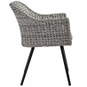 Modway Endeavor Outdoor Patio Wicker Rattan Dining Armchair - Gray Gray - Side Angle