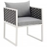 Modway Stance Outdoor Patio Aluminum Dining Armchair in White Gray - Front Side Angle