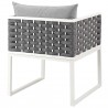 Modway Stance Outdoor Patio Aluminum Dining Armchair in White Gray - Back Side Angle
