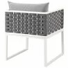 Modway Stance Outdoor Patio Aluminum Dining Armchair in White Gray - Back Side Angle - Modway Stance Outdoor Patio Aluminum Dining Armchair in White Gray - Back Side Angle