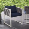 Modway Stance Outdoor Patio Aluminum Dining Armchair in White Navy - Lifestyle