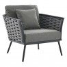 Modway Stance Outdoor Patio Aluminum Armchair in Gray Charcoal - Front Side Angle