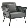 Modway Stance Outdoor Patio Aluminum Armchair in Gray Charcoal - Front Side Angle - Modway Stance Outdoor Patio Aluminum Armchair in Gray Charcoal - Front Side Angle