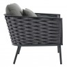 Modway Stance Outdoor Patio Aluminum Armchair in Gray Charcoal - Side Angle