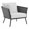 Modway Stance Outdoor Patio Aluminum Armchair in Gray White - Front Side Angle