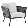 Modway Stance Outdoor Patio Aluminum Armchair in Gray White - Front Side Angle - Modway Stance Outdoor Patio Aluminum Armchair in Gray White - Front Side Angle