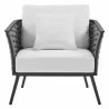 Modway Stance Outdoor Patio Aluminum Armchair in Gray White - Front Angle - Modway Stance Outdoor Patio Aluminum Armchair in Gray White - Front Angle