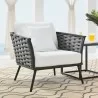 Modway Stance Outdoor Patio Aluminum Armchair in Gray White - Lifestyle - Modway Stance Outdoor Patio Aluminum Armchair in Gray White - Lifestyle