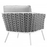 Modway Stance Outdoor Patio Aluminum Armchair - White Gray - Back Side Angle