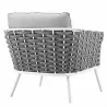 Modway Stance Outdoor Patio Aluminum Armchair - White Gray - Back Side Angle - Modway Stance Outdoor Patio Aluminum Armchair - White Gray - Back Side Angle