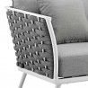 Modway Stance Outdoor Patio Aluminum Armchair - White Gray - Seat Closeup Angle