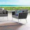 Modway Stance Outdoor Patio Aluminum Armchair - White Gray - Lifestyle - Modway Stance Outdoor Patio Aluminum Armchair - White Gray - Lifestyle
