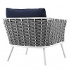 Modway Stance Outdoor Patio Aluminum Armchair - White Navy - Back Side Angle