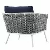Modway Stance Outdoor Patio Aluminum Armchair - White Navy - Back Side Angle - Modway Stance Outdoor Patio Aluminum Armchair - White Navy - Back Side Angle