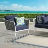 Modway Stance Outdoor Patio Aluminum Armchair - White Navy - Lifestyle - Modway Stance Outdoor Patio Aluminum Armchair - White Navy - Lifestyle