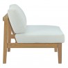 Modway Bayport 4 Piece Outdoor Patio Teak Set - Natural White - Armless Chair in Side Angle