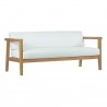 Modway Bayport 6 Piece Outdoor Patio Teak Set - Natural White - Sofa in Front Side Angle