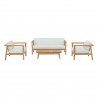 Modway Bayport 4 Piece Outdoor Patio Teak Set - Natural White - Set in Front Side Angle