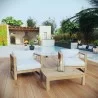 Modway Upland 3 Piece Outdoor Patio Teak Set - Natural White - Lifestyle - Modway Upland 3 Piece Outdoor Patio Teak Set - Natural White - Lifestyle