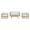 Modway Upland 4 Piece Outdoor Patio Teak Set - Natural White - Set in Front Angle