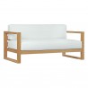 Modway Upland 4 Piece Outdoor Patio Teak Set - Natural White - Sofa in Front Side Angle