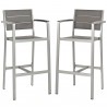 Modway Shore Bar Stool Outdoor Patio Aluminum - Silver Gray - Set of Two - Front Side Angle